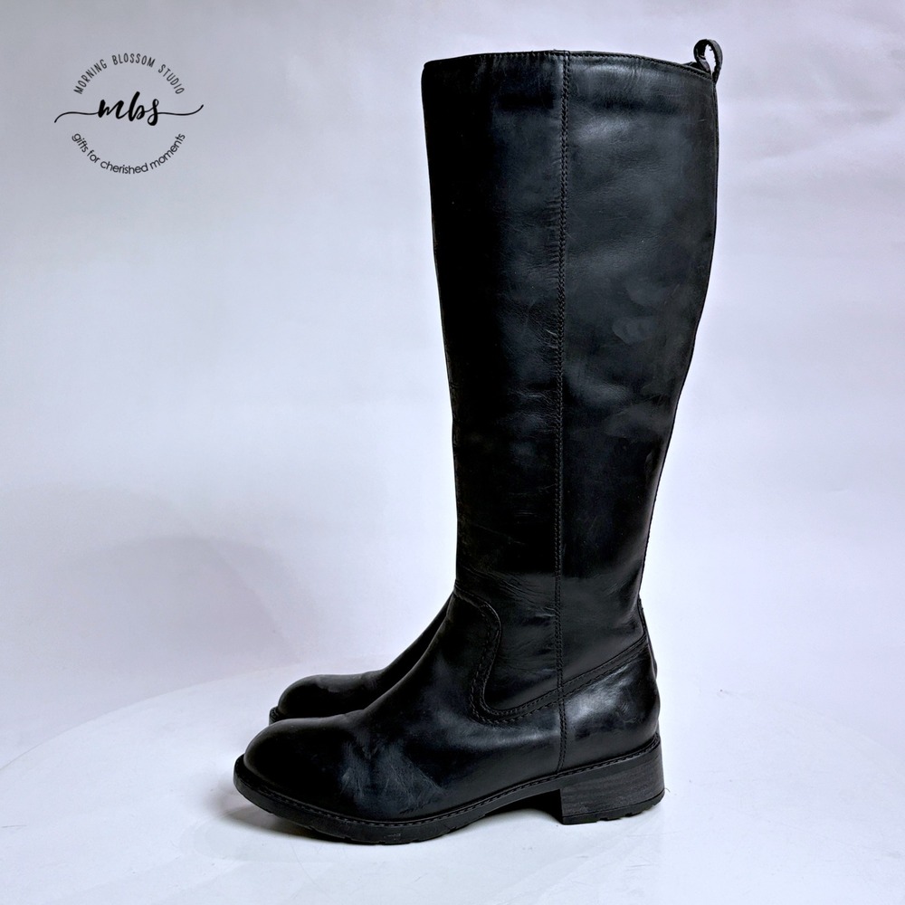 Clarks‎ Leather Fur Lined Side Zip Tall Boots Black Women 7 - Picture 10 of 13